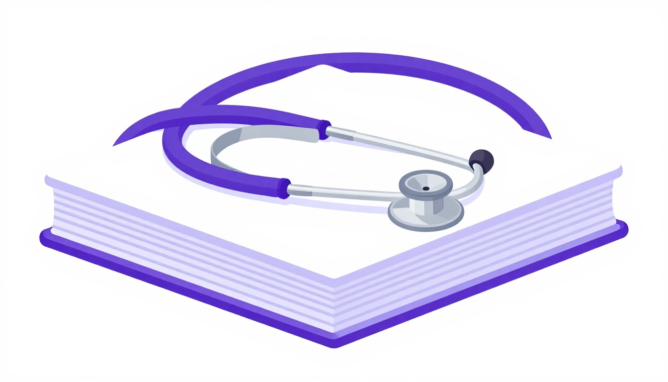 Estetoscópio sobre livros de medicina representando a faculdade de medicina nos EUA