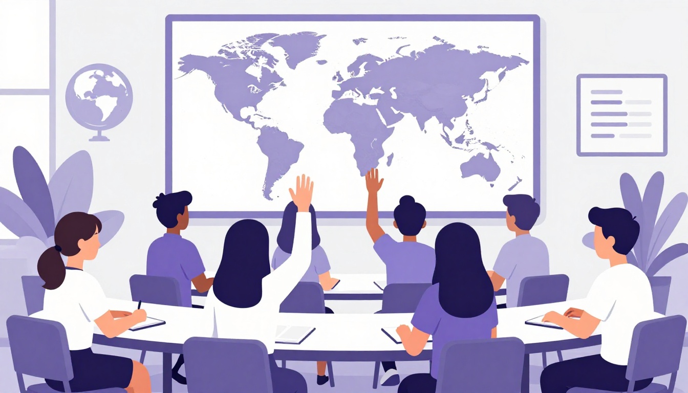 estudante em sala de aula internacional durante intercâmbio no exterior