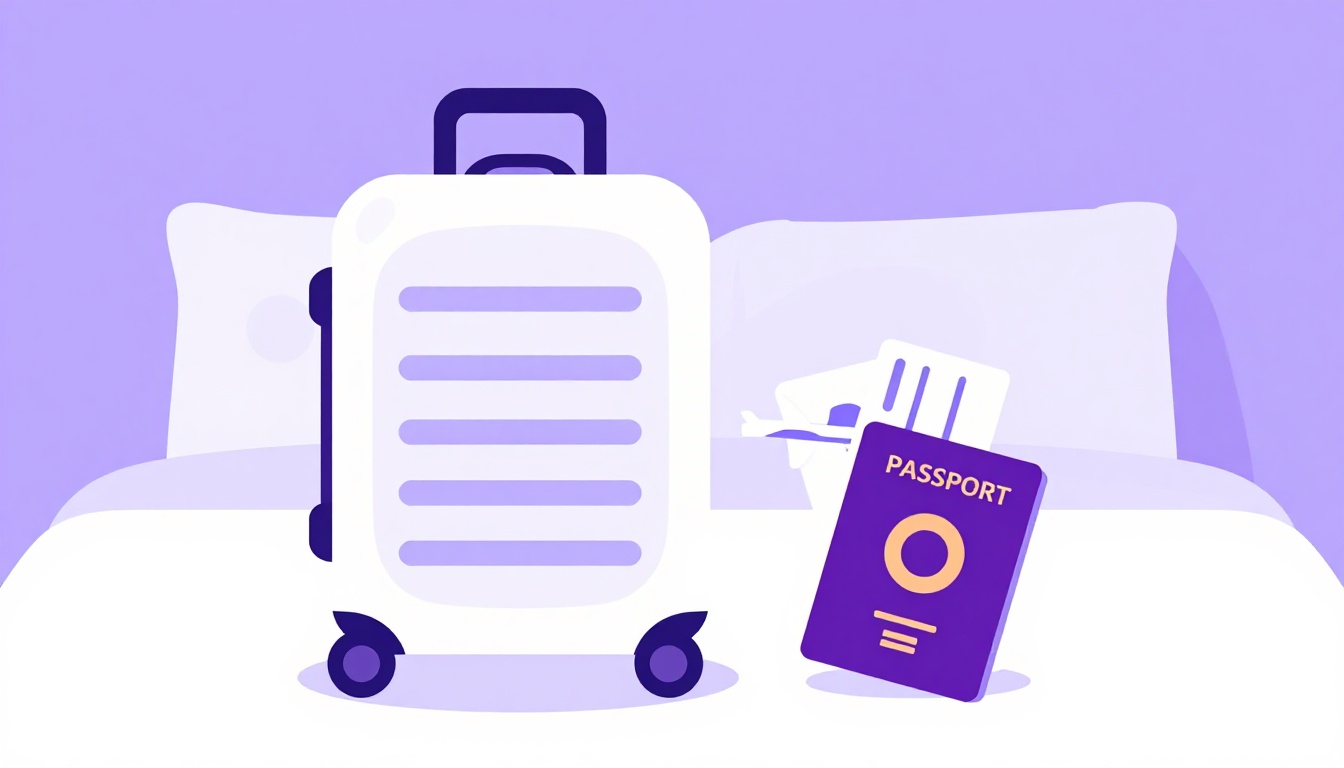 Estudante brasileiro com passaporte e mala se preparando para o intercâmbio na Inglaterra