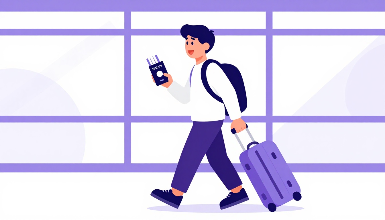 Estudante brasileira com passaporte e mochila se preparando para o intercâmbio na Irlanda