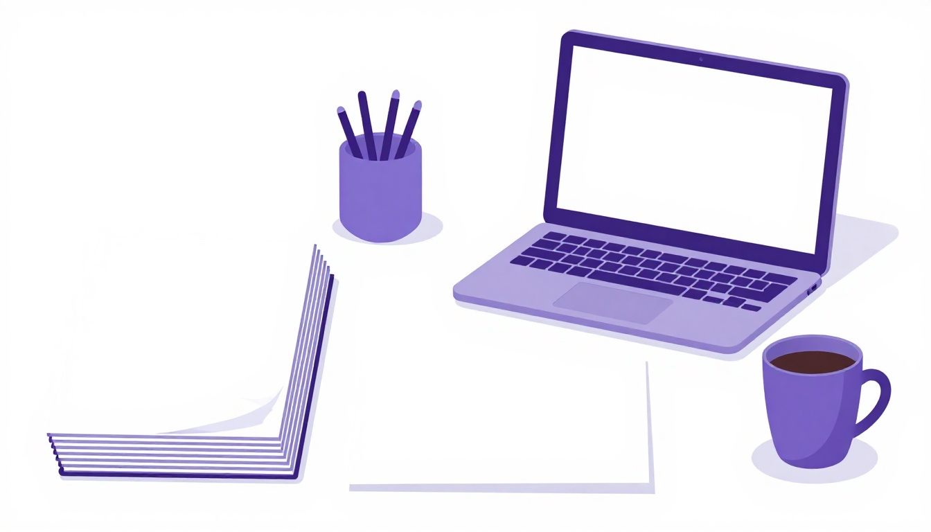 Documentos, apólice de seguro e laptop organizados sobre uma mesa de estudos