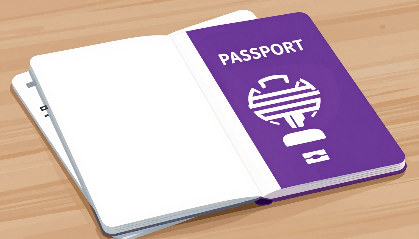 Passaporte e documentos de viagem organizados sobre uma mesa para o pedido de visto