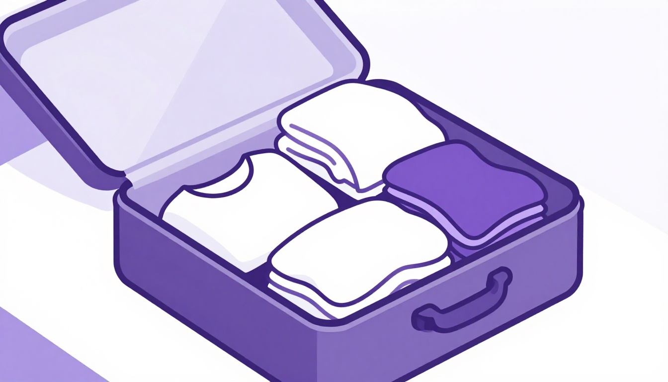 Mala de viagem aberta sendo organizada em cima de uma cama antes de uma viagem