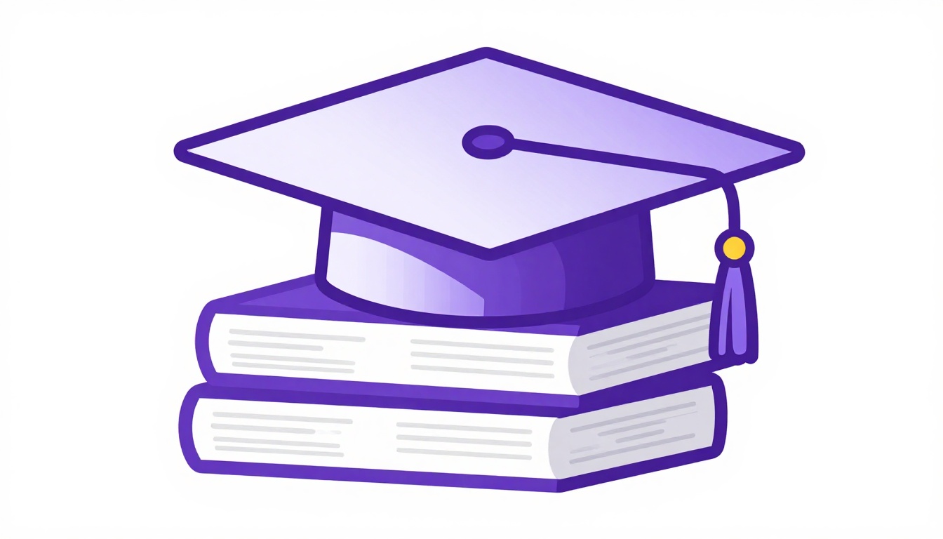 Capelo de formatura e livros empilhados representando uma bolsa de estudos