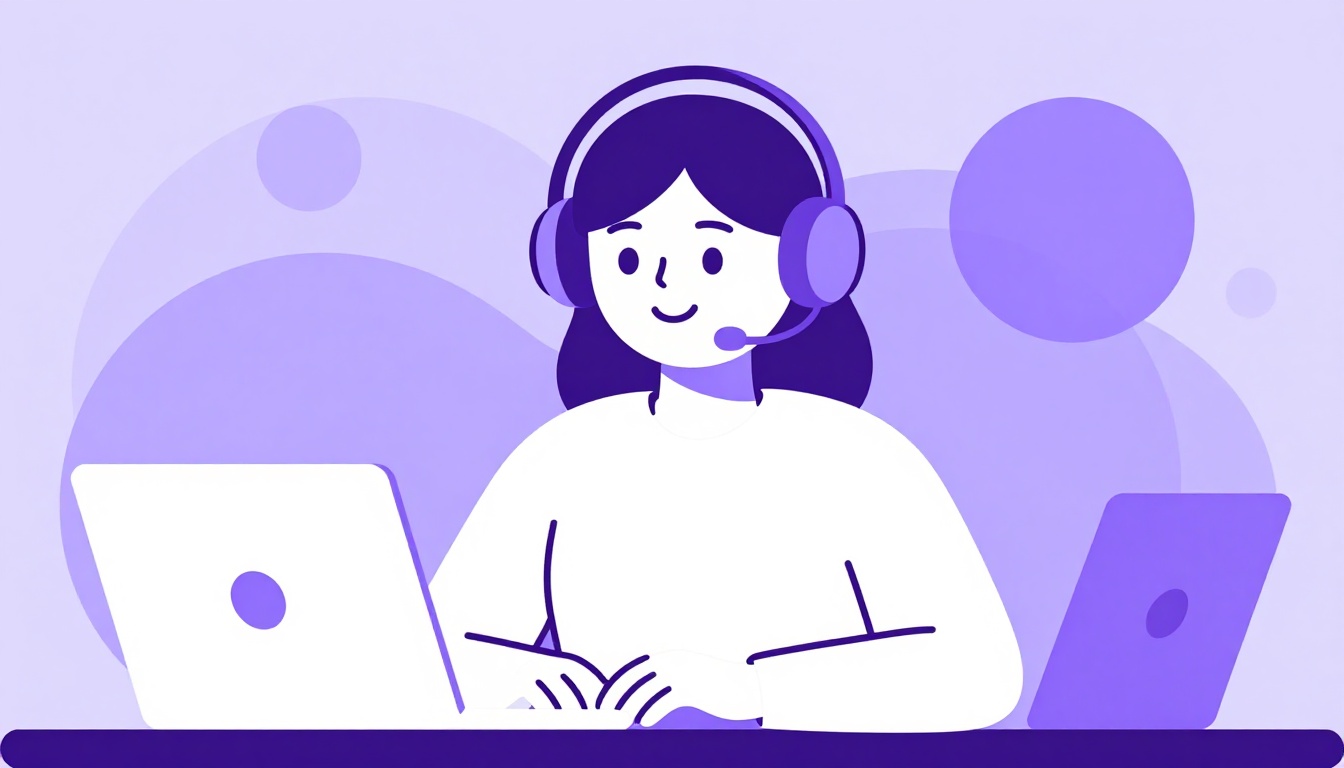 Pessoa sorrindo em uma videochamada com fones de ouvido, praticando conversação em inglês