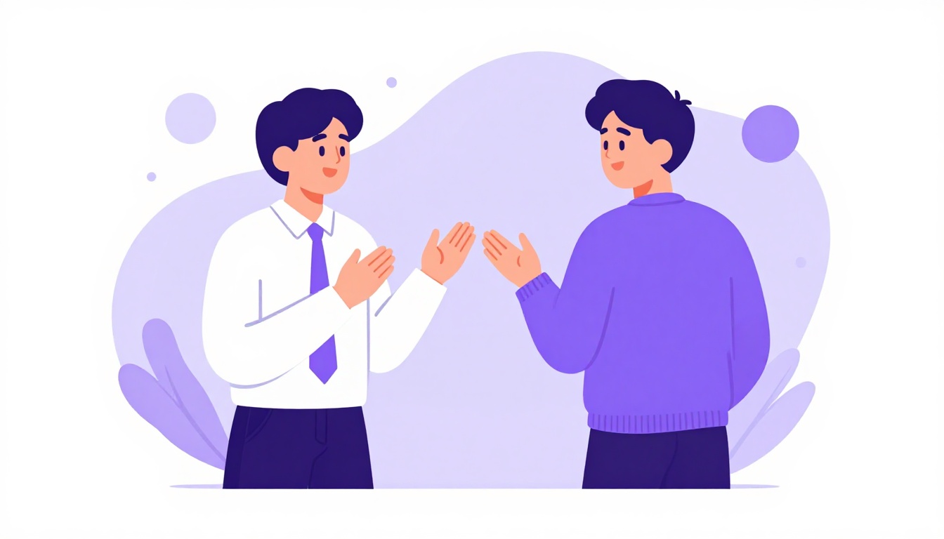duas pessoas jovens conversando animadamente ao ar livre, uma gesticulando enquanto fala, representando a troca cultural de um intercâmbio
