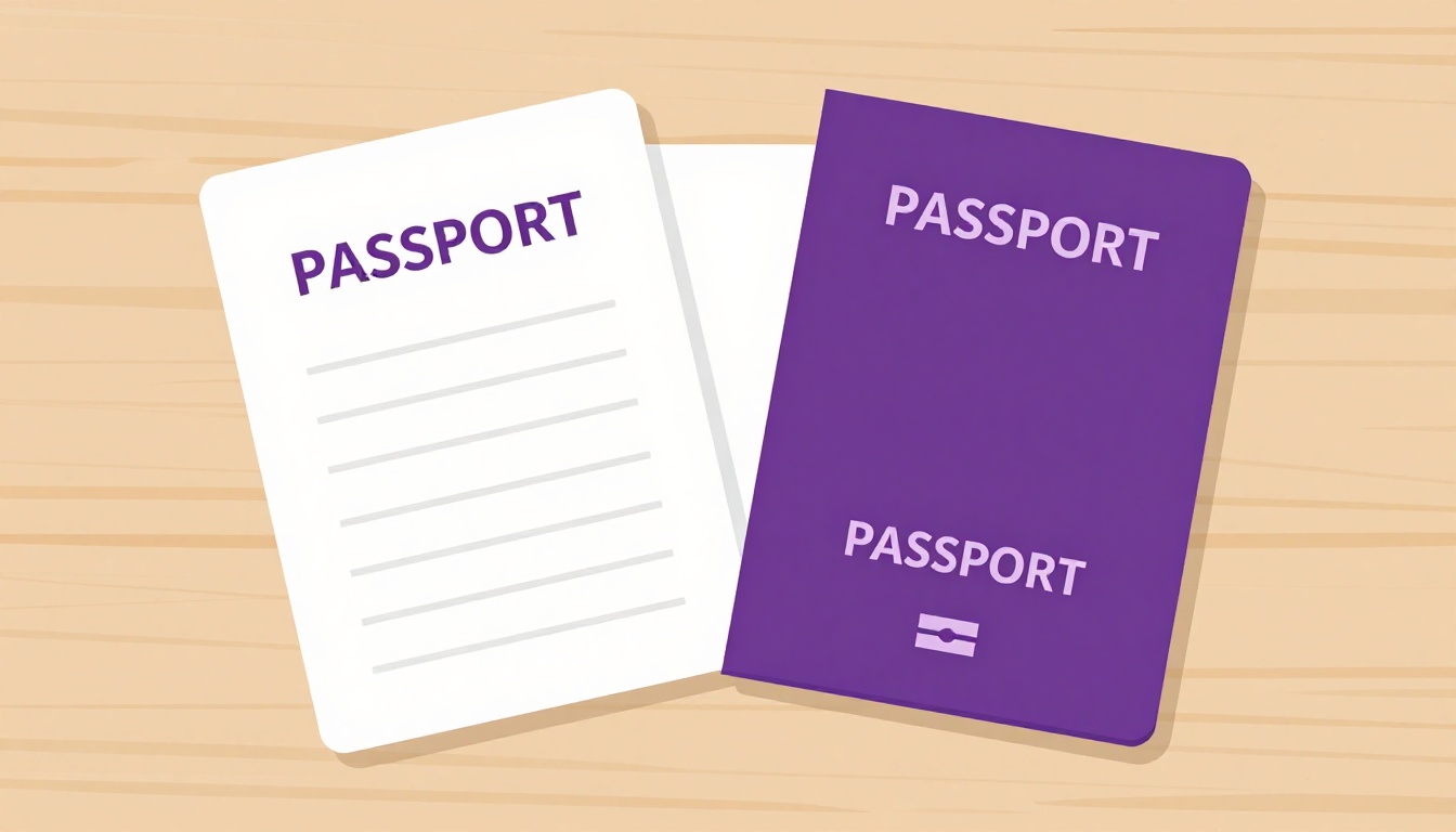 Passaporte, confirmação do DS-160 impressa e carta de agendamento organizados sobre uma mesa