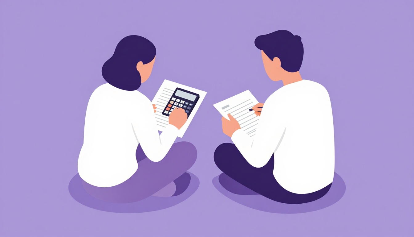 Calendário de mesa ao lado de notas fiscais e uma calculadora, representando o controle de impostos do freelancer