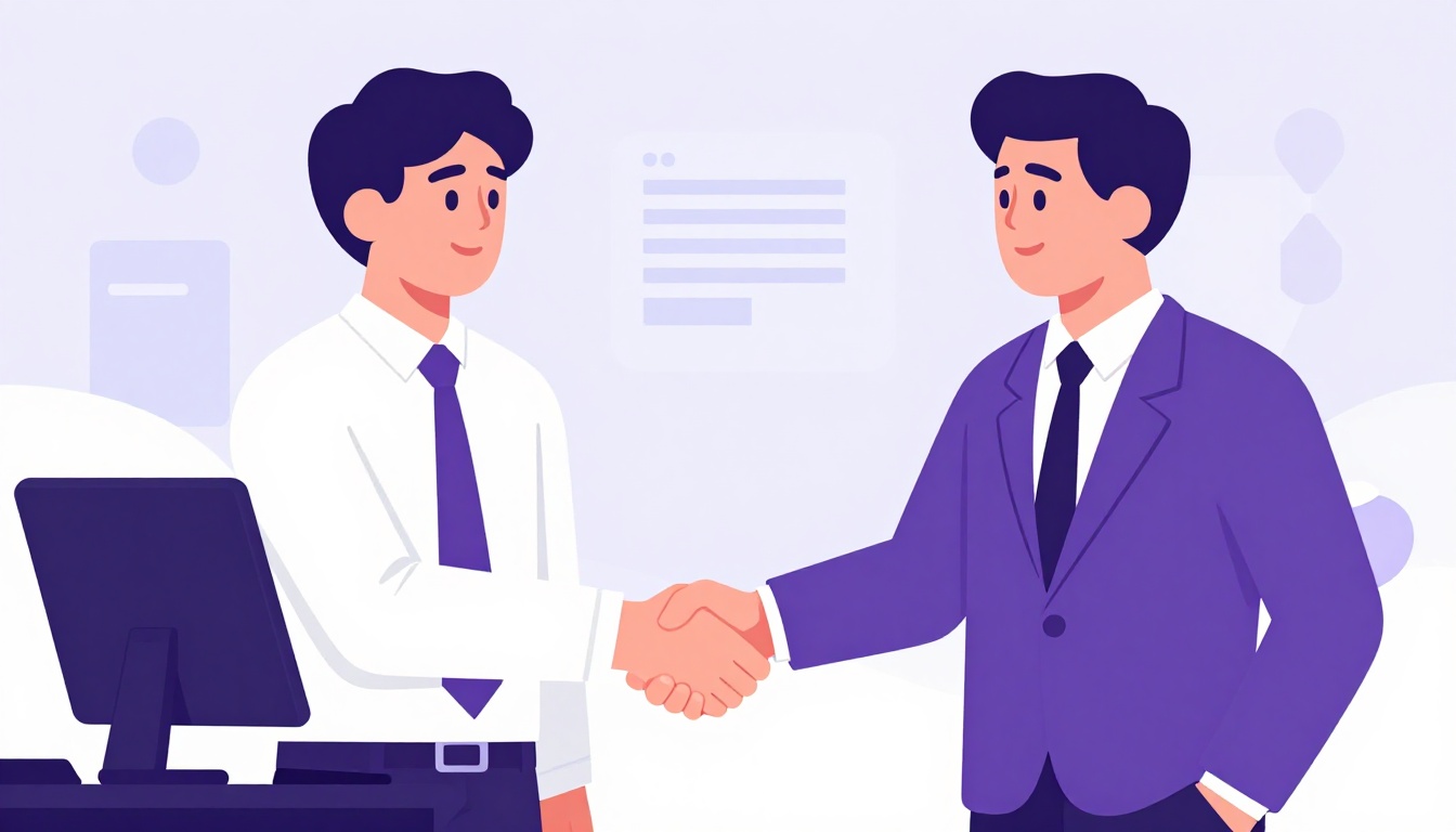 Aperto de mãos entre candidato brasileiro e empregador americano