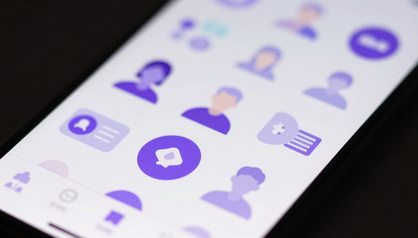 Tela de smartphone brilhando no escuro mostrando ícones de aplicativos e um feed de rede social, simbolizando as gírias em inglês da internet