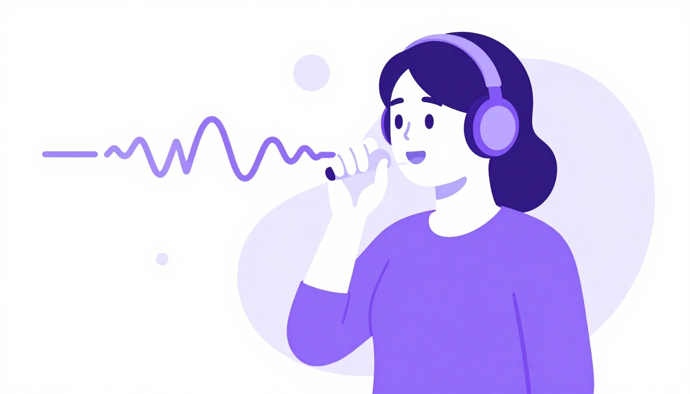 Pessoa praticando conversação em inglês falando em voz alta com feedback em tempo real