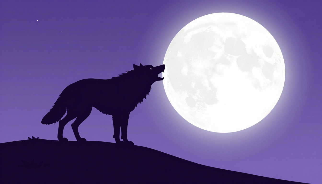 Lobo uivando à noite representando idiomas e expressões com animais selvagens em inglês