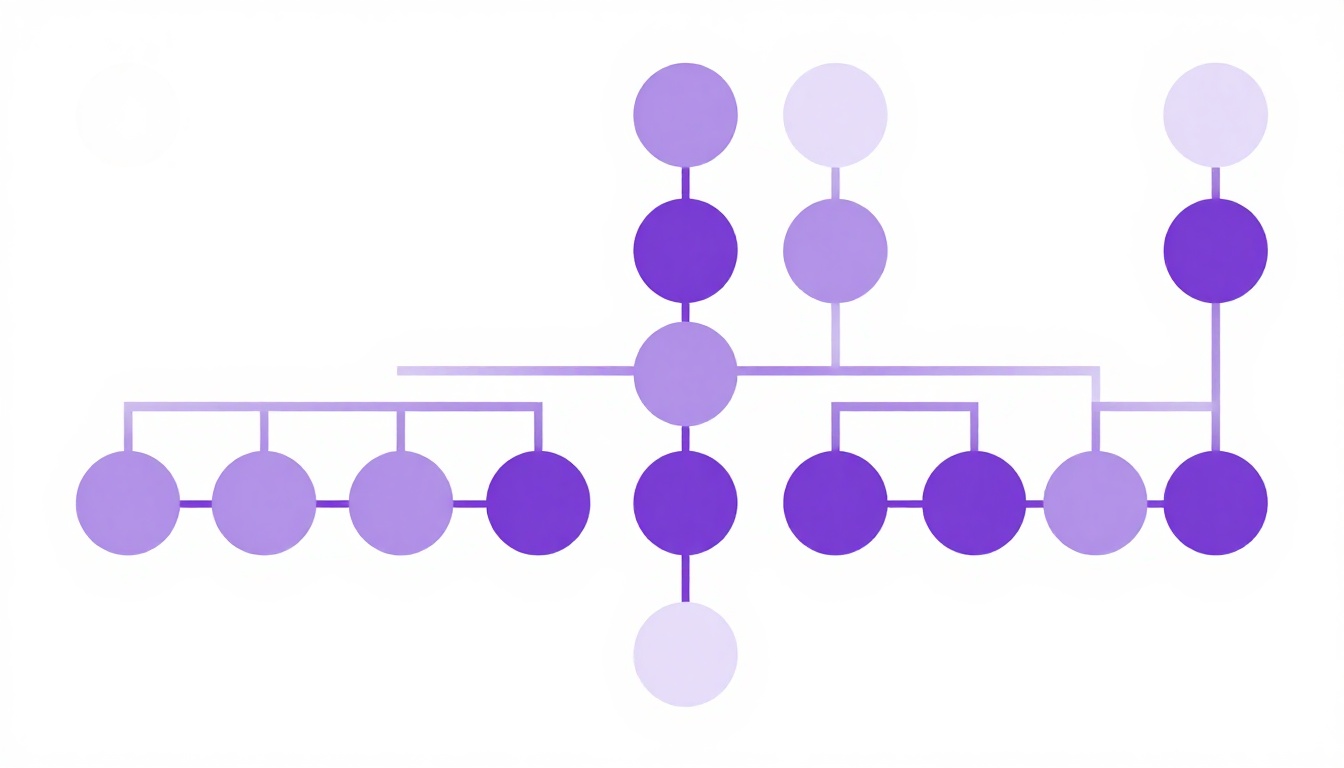 diagrama de árvore genealógica em branco, com círculos vazios conectados por linhas, pronto para ser preenchido, sem nenhuma letra ou texto