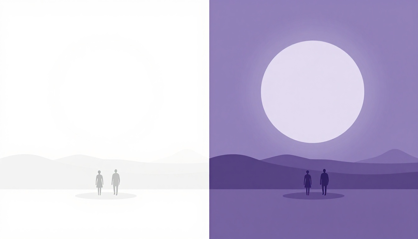 Nascer do sol de um lado e pôr do sol do outro, ilustrando a divisão entre manhã e noite