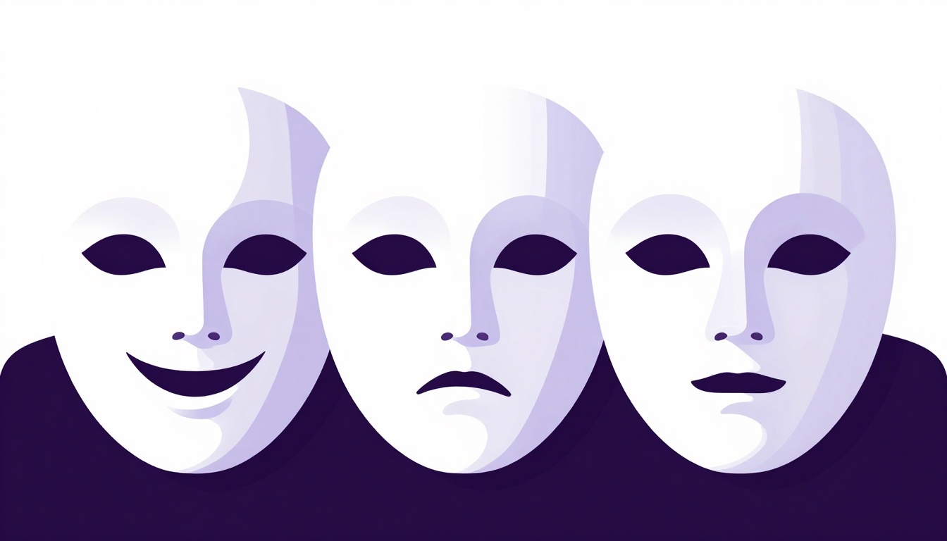 Two theatrical masks representing tone and meaning in language
