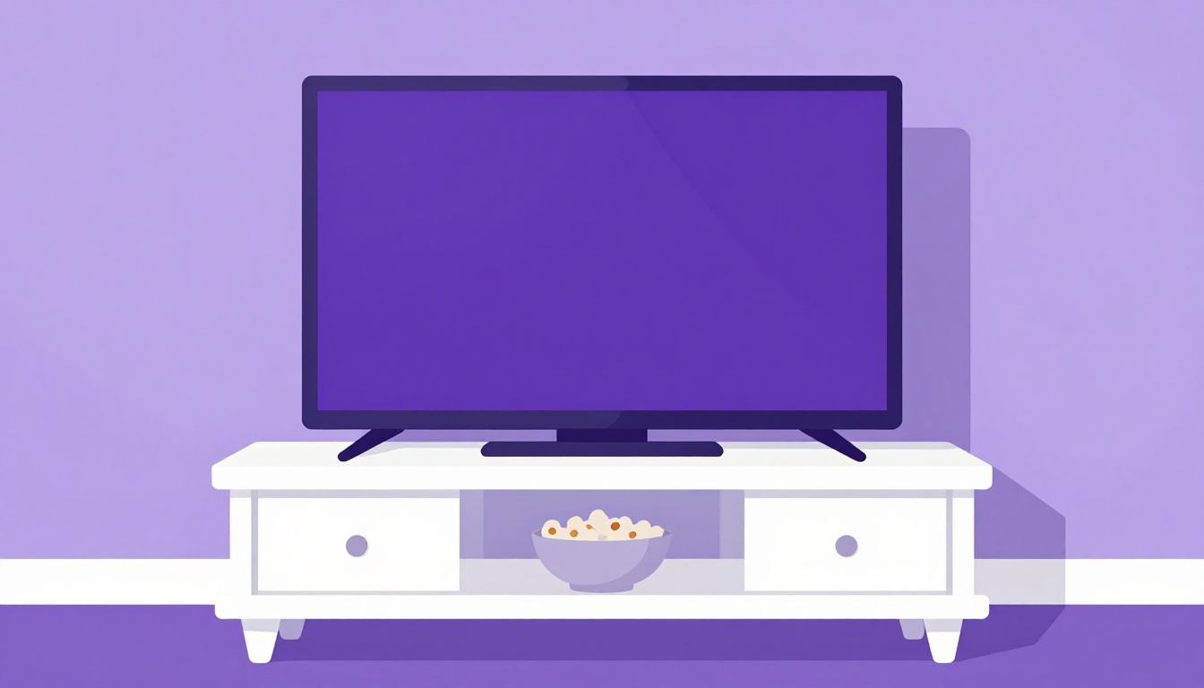A cozy living room with a television and a bowl of popcorn