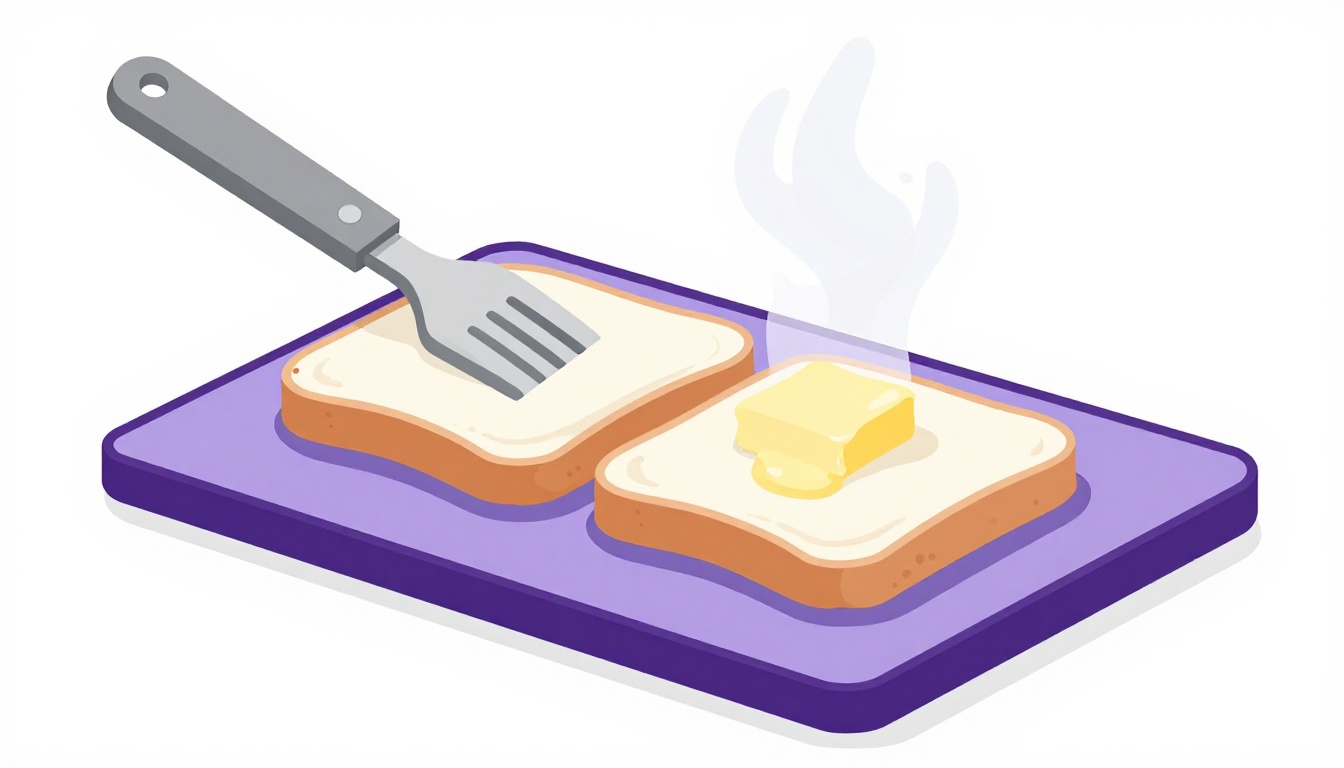 A hot griddle pressing buttered bread rolls in a busy padaria kitchen