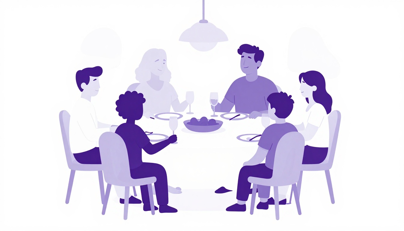 a brazilian family gathered around a dinner table sharing a meal