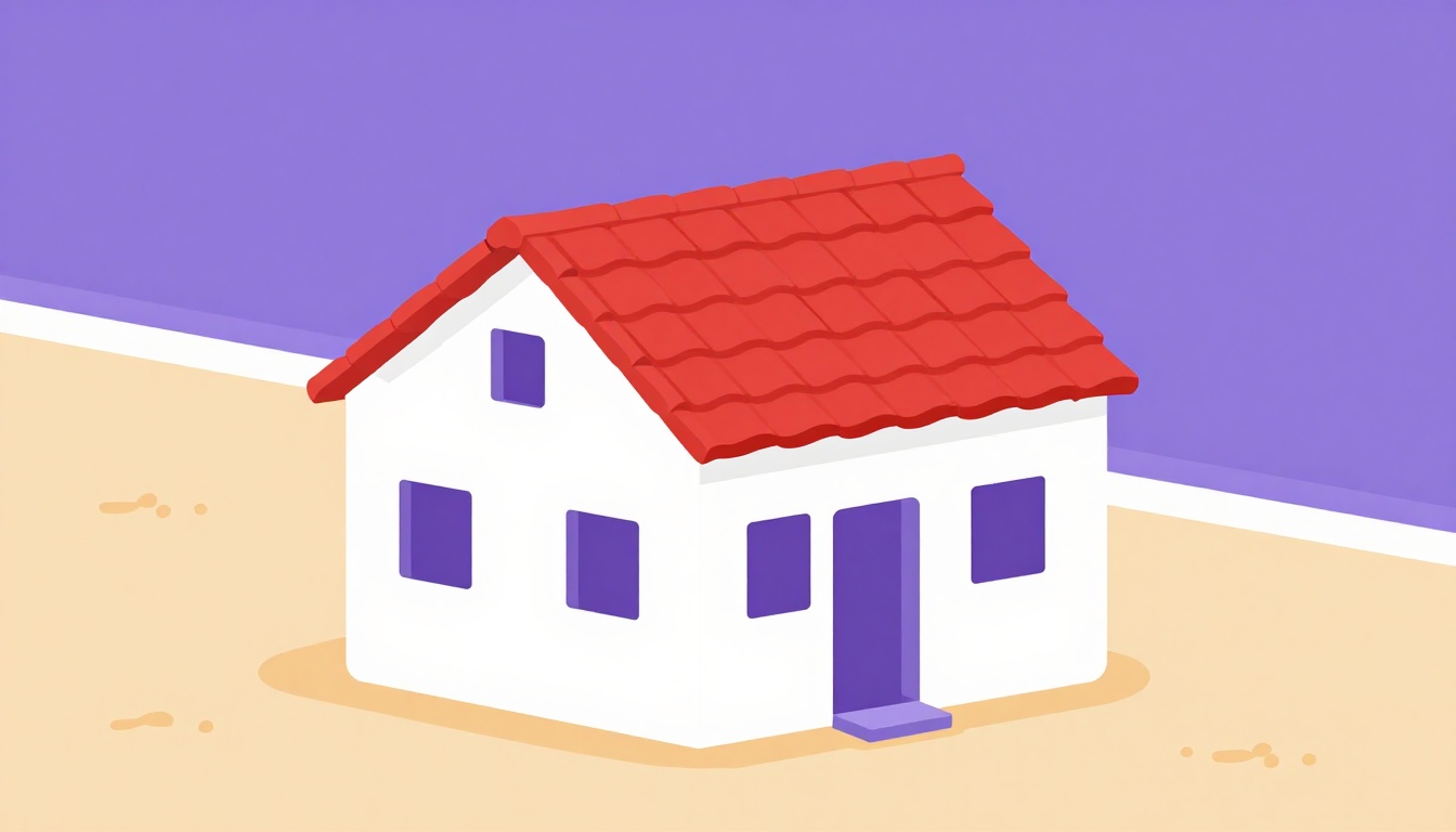 a small brazilian house with a red tiled roof next to a sandy beach path