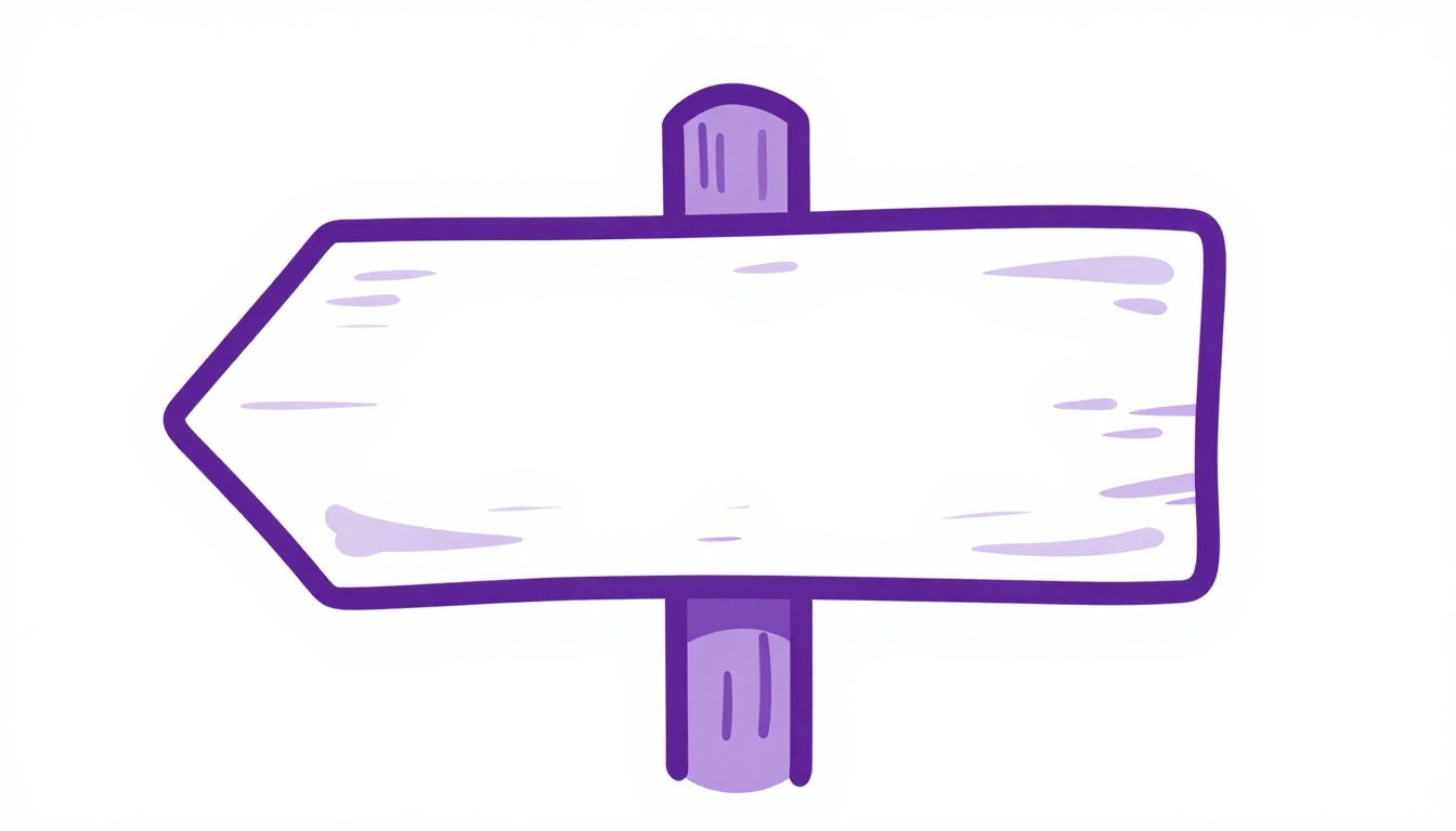 a hand drawn signpost with empty blank direction arrows at a crossroads