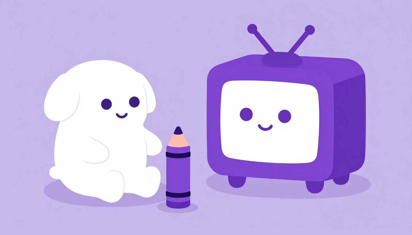 Colorful toy blocks and a small cartoon TV for beginner English learners