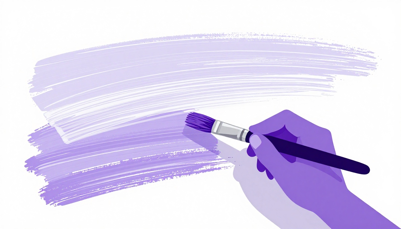 Pincel pintando uma listra branca sobre uma tela em estilo vetor plano