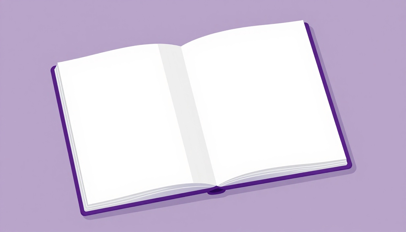 Caderno em branco aberto sobre uma mesa de estudos