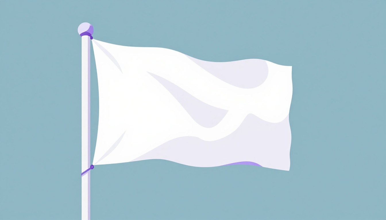 Bandeira branca balançando ao vento em sinal de rendição