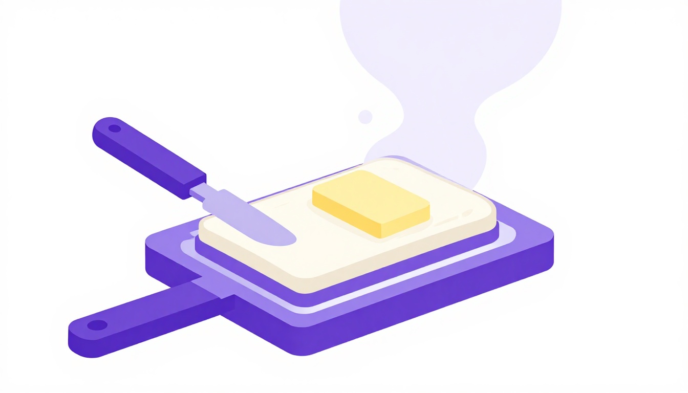 A slice of buttered toasted bread with steam rising from it
