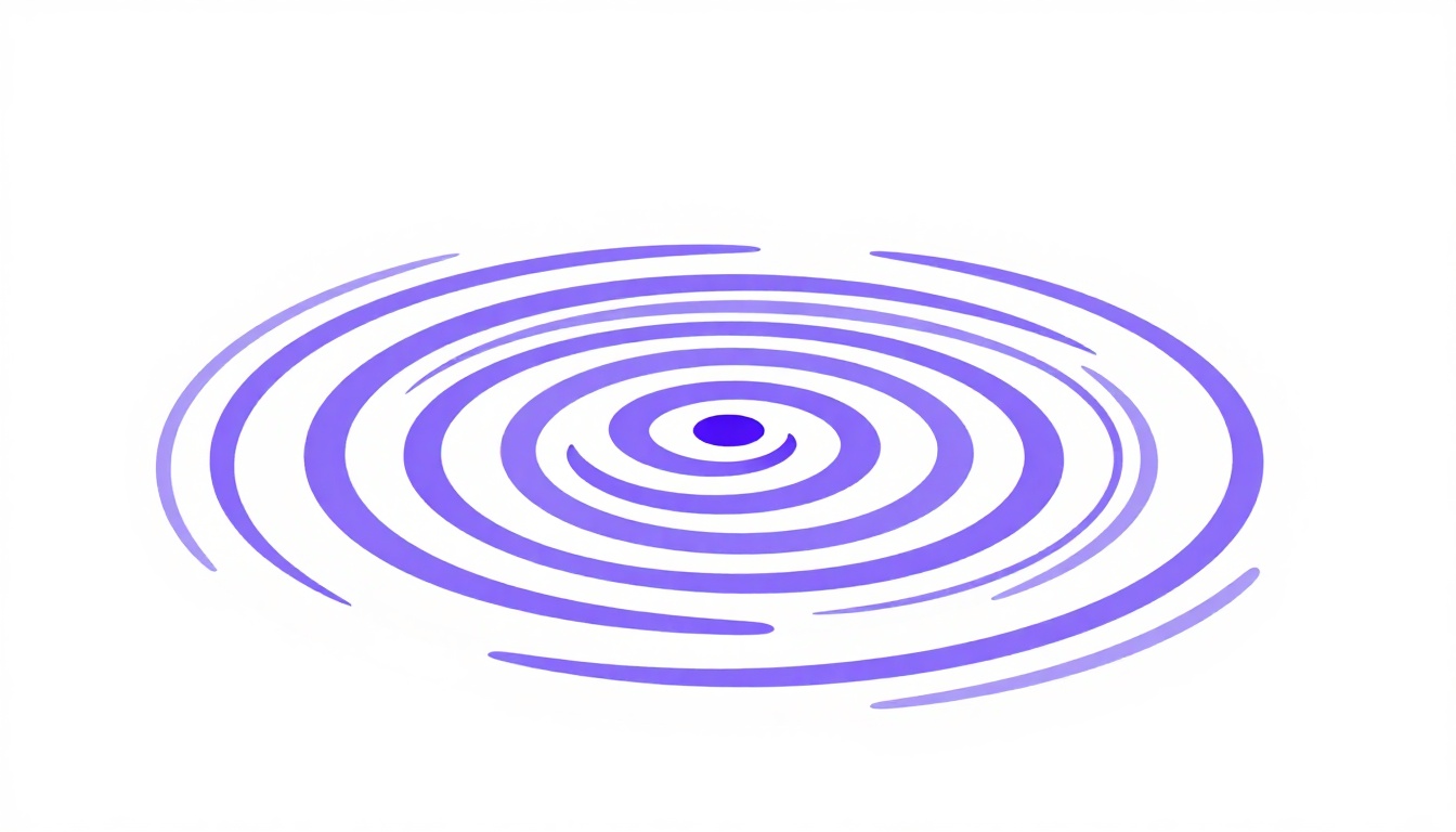 Sound waves rippling outward from a single point, representing the nasal ao sound in irmao