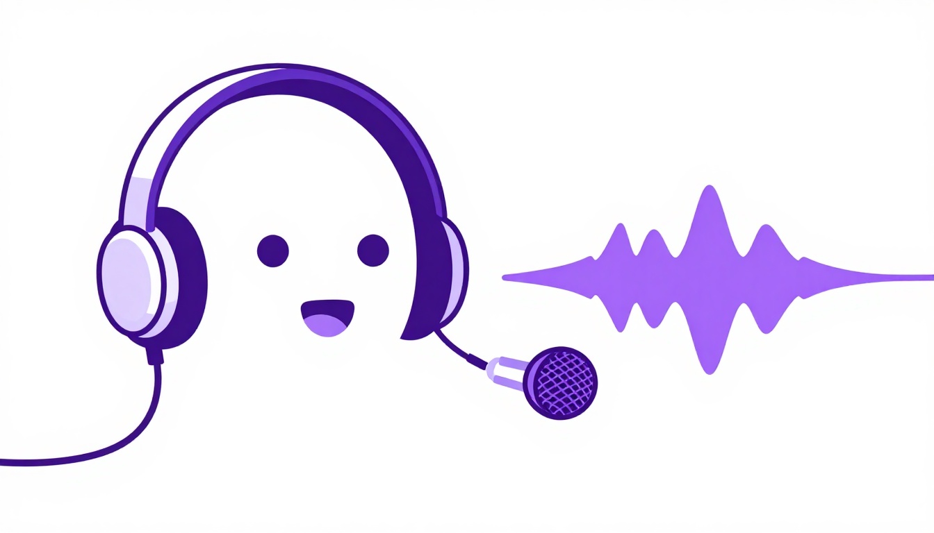 Auriculares y micrófono unidos por una onda de sonido para practicar shadowing en inglés