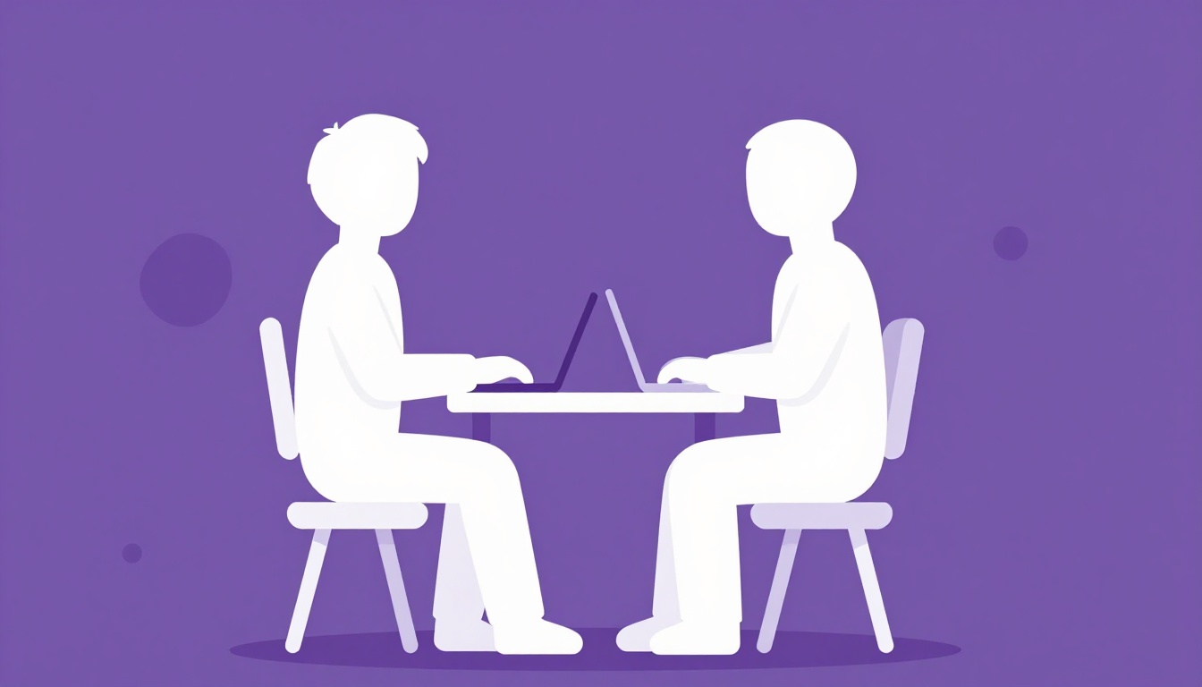 A person working at a desk with a translucent silhouette beside them representing a virtual body double