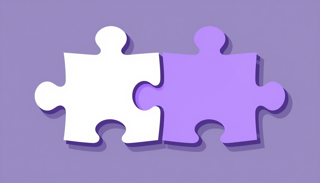 Two puzzle pieces locking together the way com and mim fuse into comigo