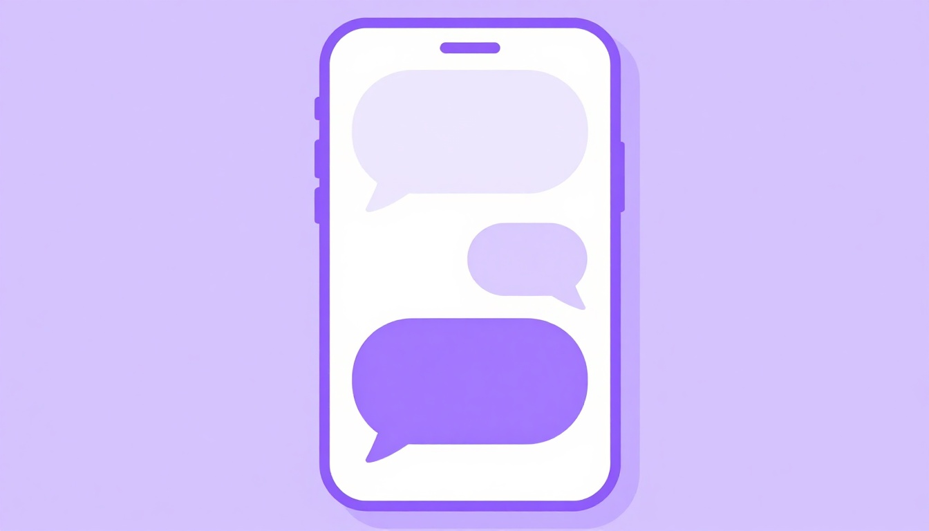 Celular exibindo balões de conversa numa tela de mensagens, sem texto visível, representando uma troca de bom dia por chat