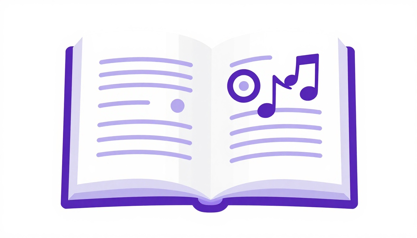 Livro aberto com símbolos sonoros abstratos representando o alfabeto fonético usado para estudar pronúncia em inglês