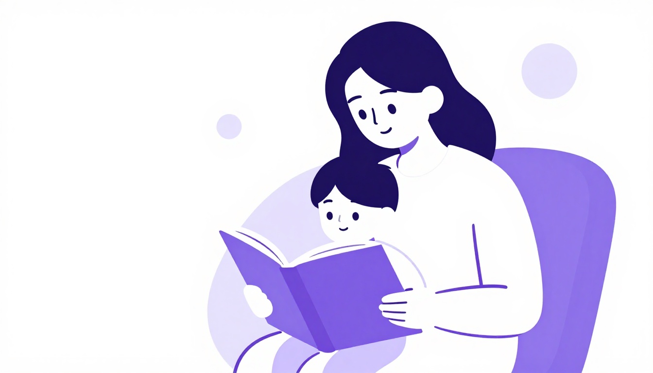 Mãe e filho sentados juntos lendo um livro em casa