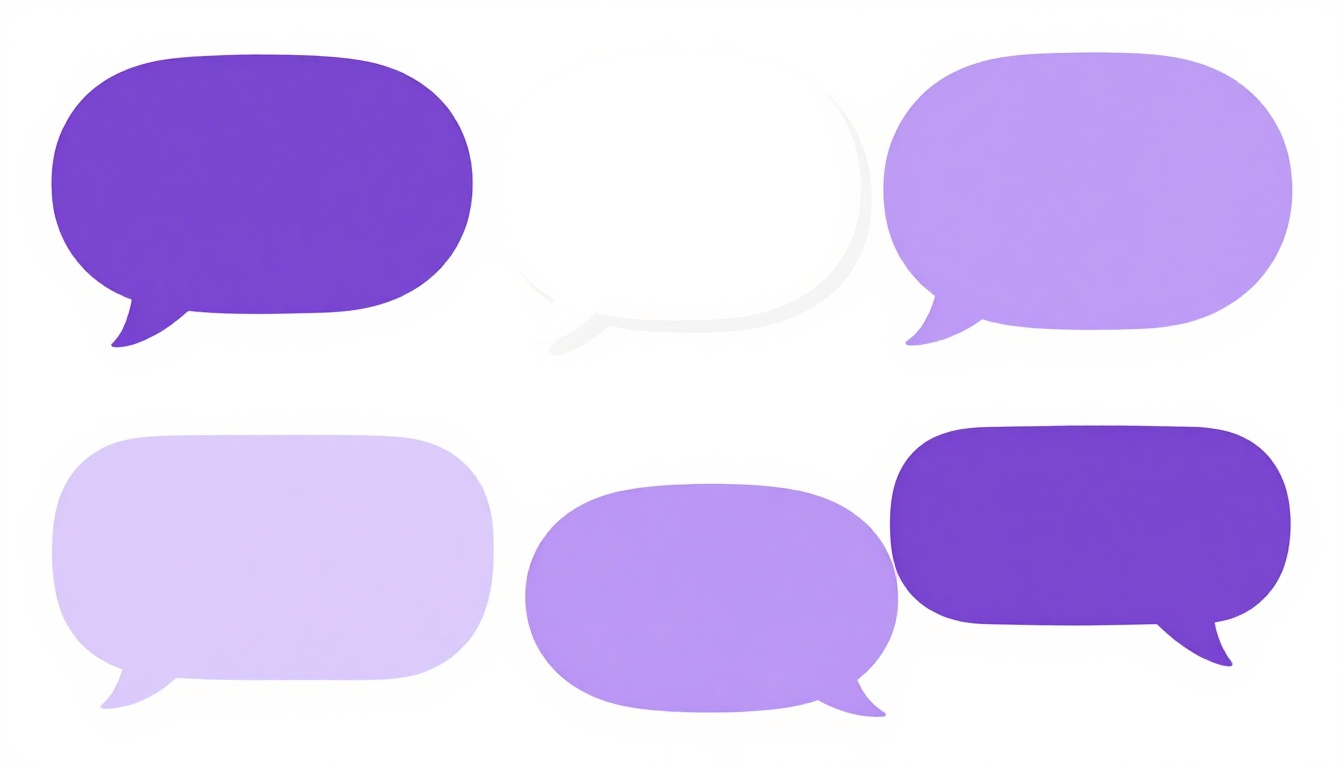 Bolhas de fala coloridas sobrepostas representando conversas informais em inglês