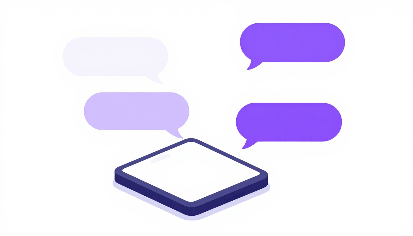 Celular com balões de mensagem representando uma conversa de despedida