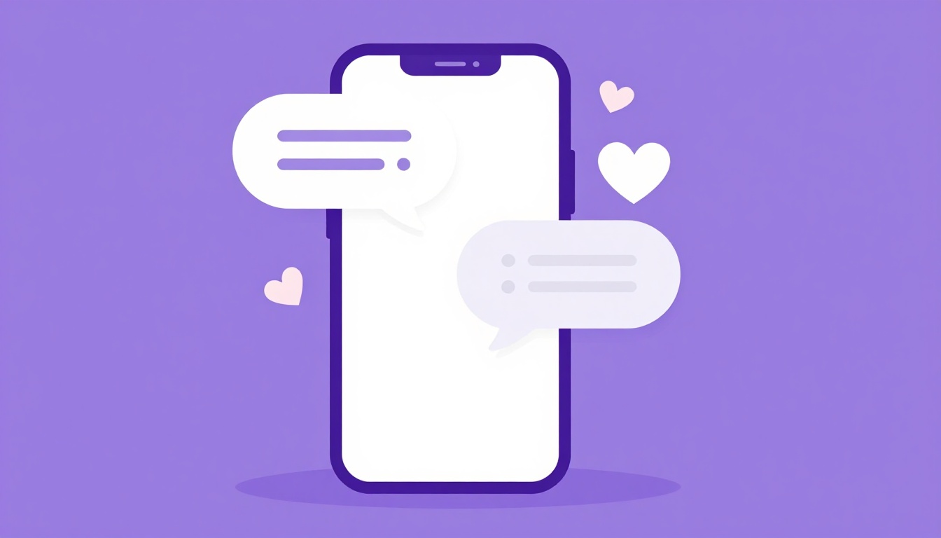celular com balão de mensagem em formato de coração mostrando uma conversa de casal