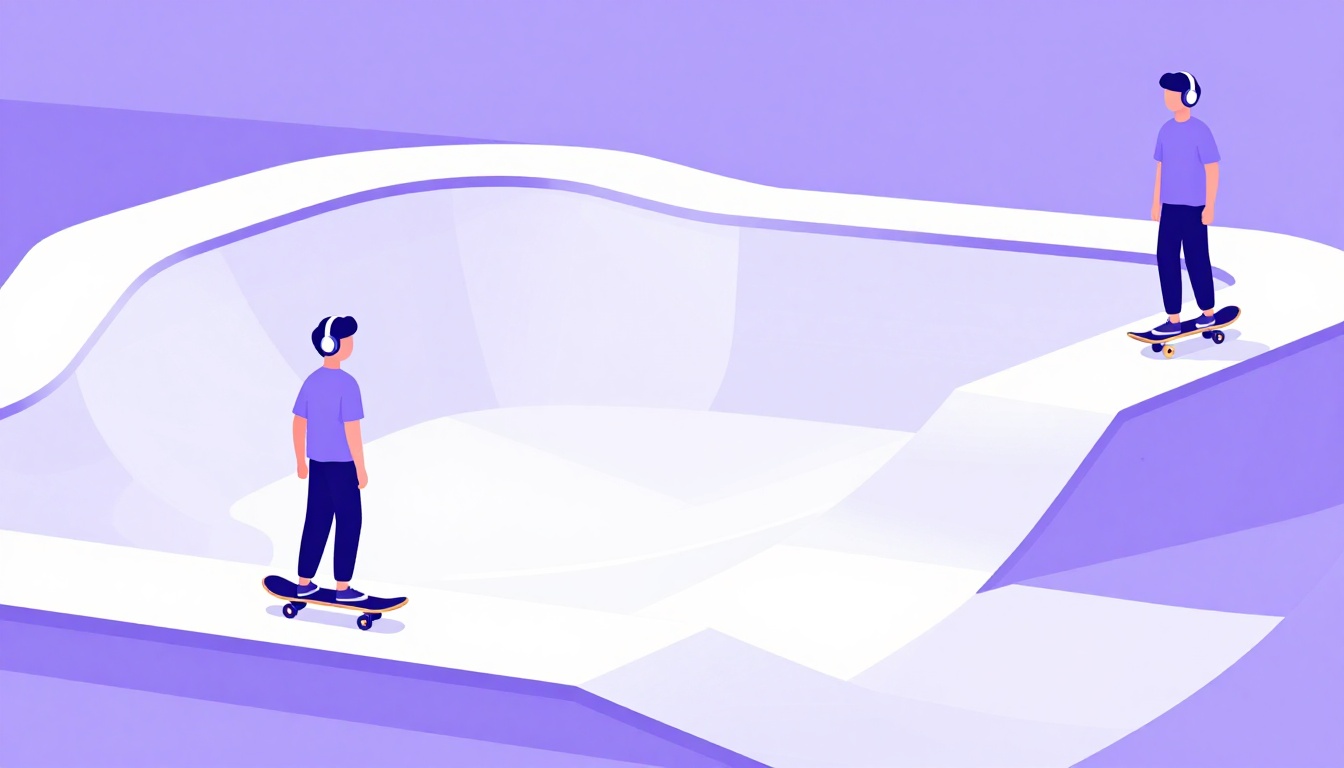 Jovens com skate e fones de ouvido em cena de rua representando gírias jovens em inglês para dizer legal