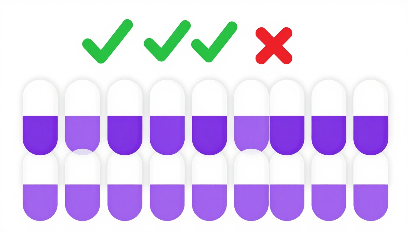 A row of word shapes marked with green checks and one red cross, the way per word pronunciation feedback looks