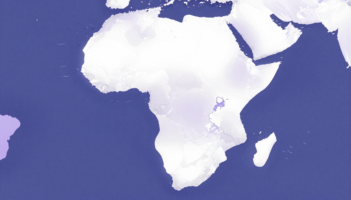 Map style illustration highlighting the region of Africa where Portuguese speaking countries are located