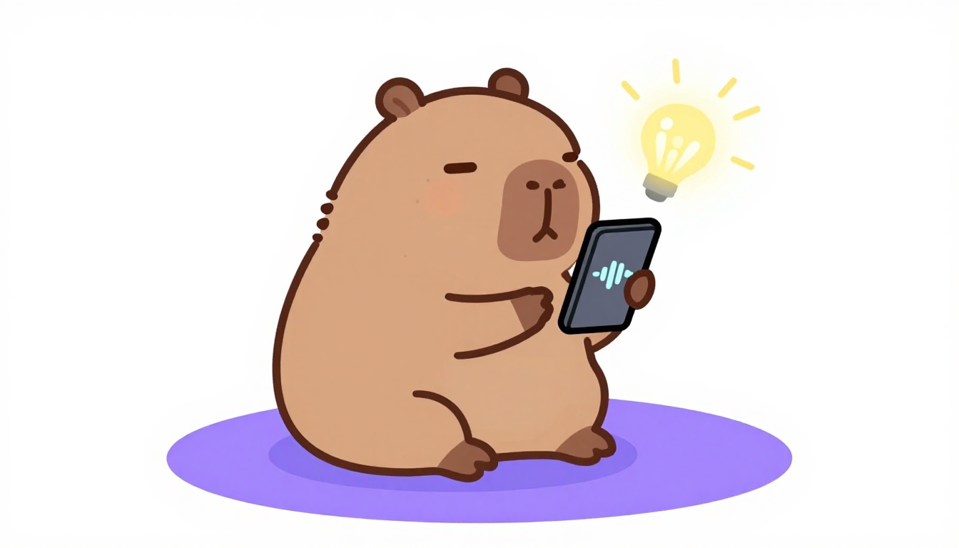 Capivara Capy ajudando a praticar diálogo em inglês entre duas pessoas em voz alta