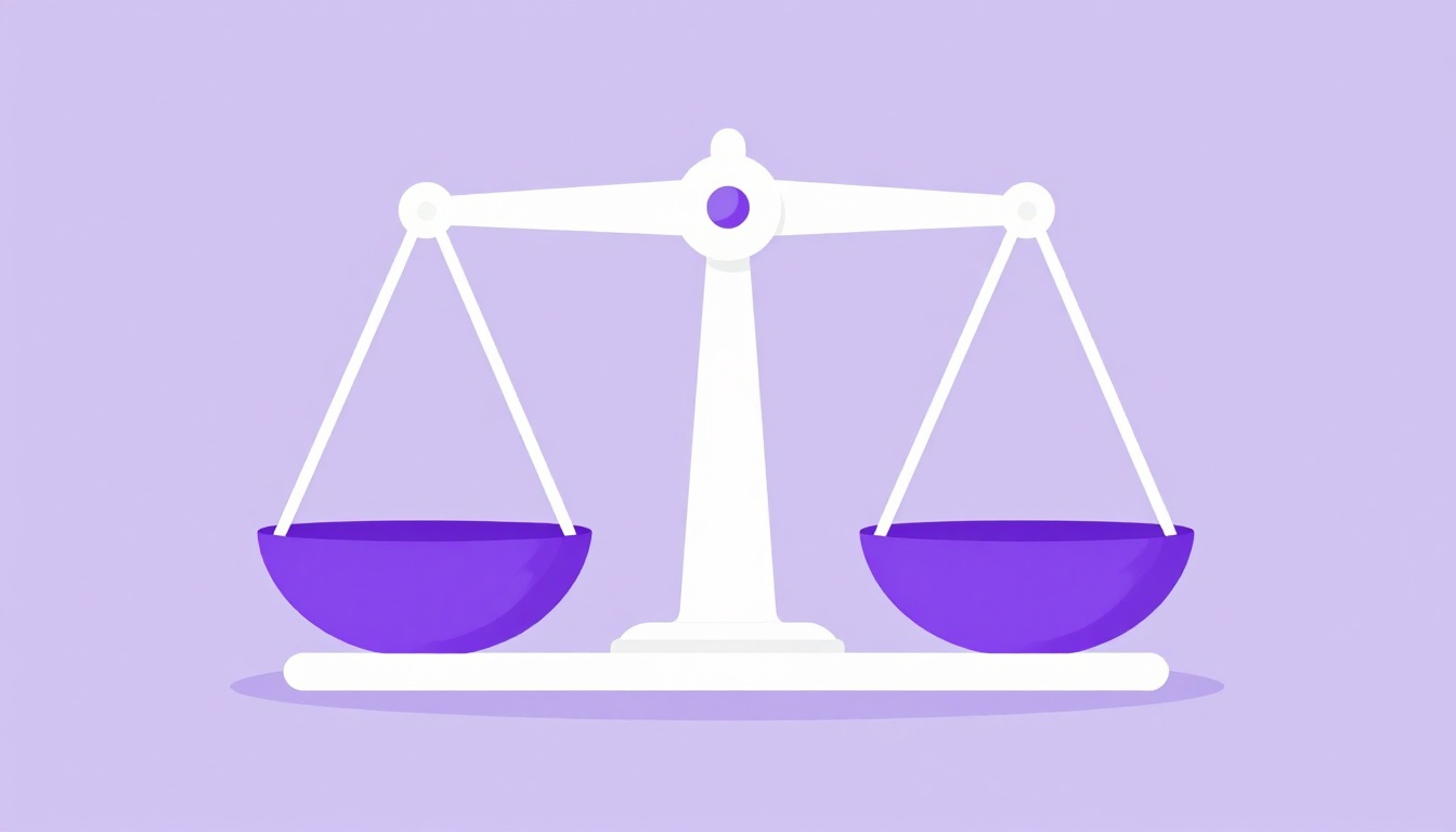 Una balanza perfectamente equilibrada con dos pesos iguales en cada lado