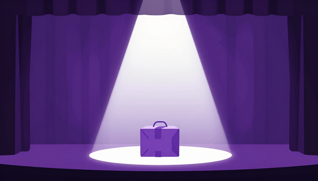 Un foco de luz de teatro ilumina una caja en el centro del escenario en vez de a una persona