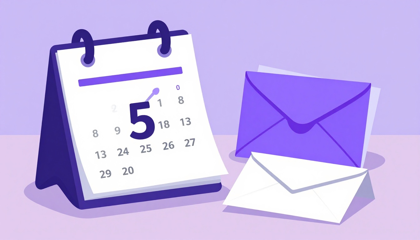 A calendar page with a pen marking a date, next to a small stack of business letters