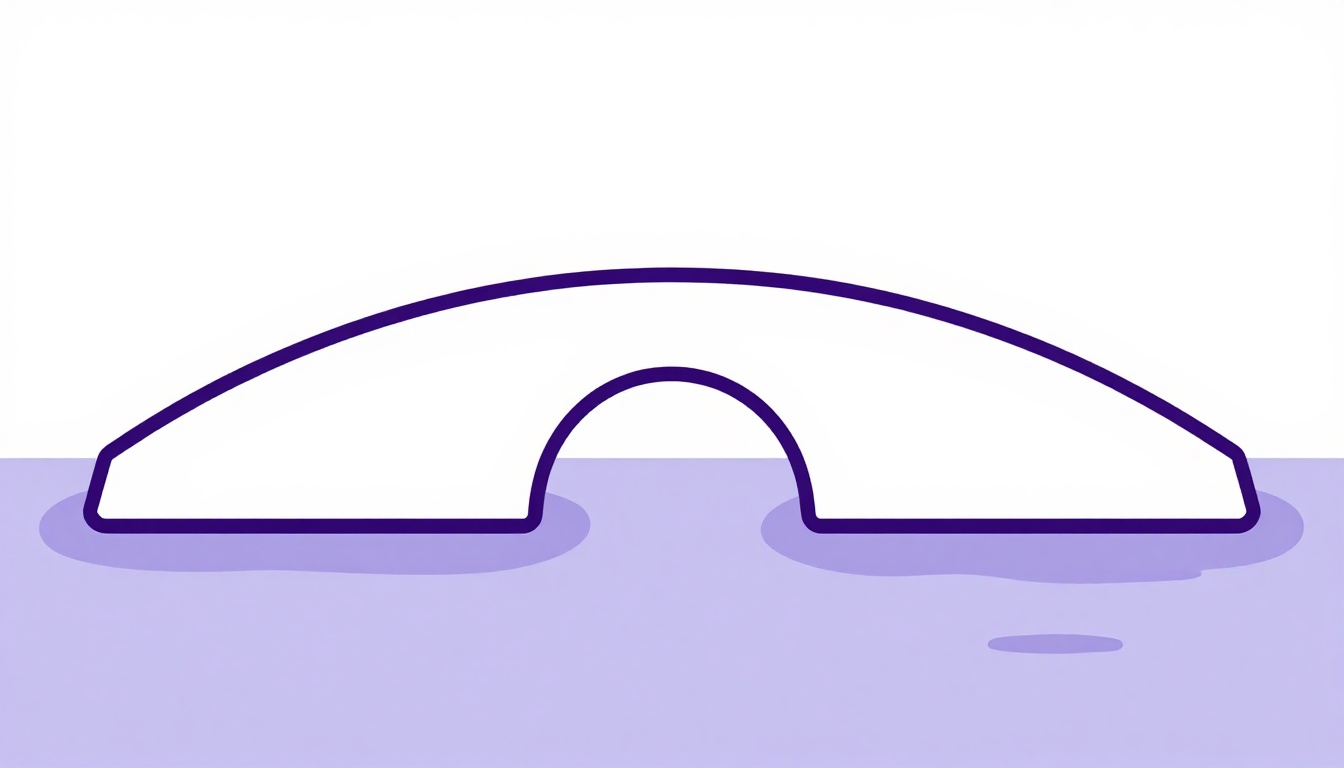 Metáfora visual de un puente conectando dos formas o islas, representando los conectores en inglés