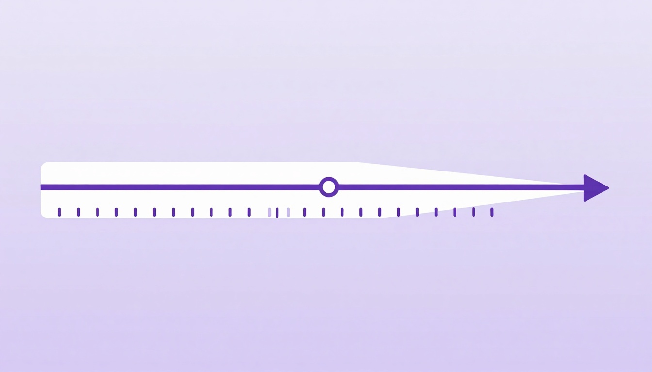 Linha do tempo abstrata com um marcador e uma régua de medição, representando a diferença entre um ponto de partida e uma duração