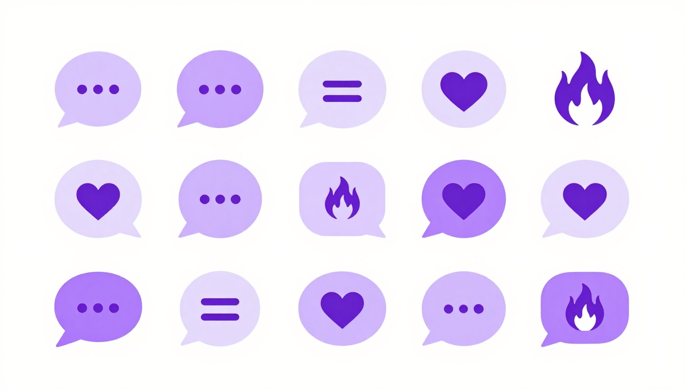 Tela de celular com balões de chat e ícones abstratos, representando gírias e mensagens