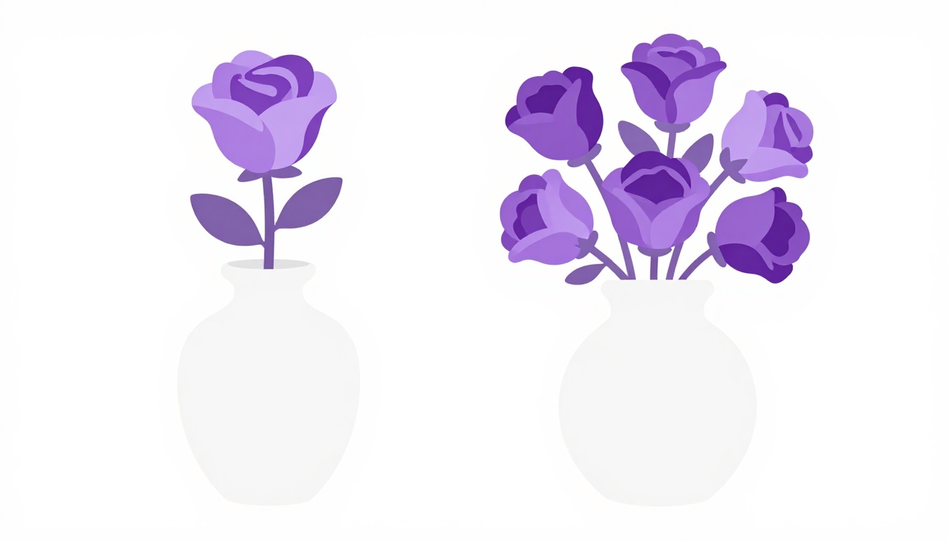 Two bouquets of flowers side by side showing singular and plural flores